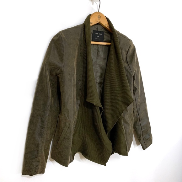Drape Front Faux Suede Jacket - Picture 2 of 8